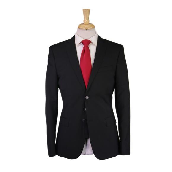 J. Lindeberg Hopper Dressed Wool Solid Black 2-Btn Slim Fit Suit 38R 38L - Picture 1 of 10